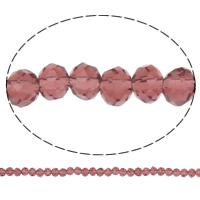 Contas de Cristal Rondelle, imitação de cristal CRYSTALLIZED™, Ametista clara, 3x4mm, Buraco:Aprox 1mm, comprimento 12 inchaltura, 10vertentespraia/Bag, vendido por Bag