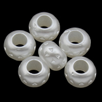 ABS Pearl plaisteach Bead, Droim, bán, 10x6mm, Poll:Thart 3mm, 2málaí/Lot, Thart 2500ríomhairí pearsanta/Mála, Díolta De réir Lot