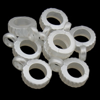 ABS plastik perle Bail Bead, Donut, hvid, 9x12x3mm, Hole:Ca. 1mm, 4mm, 2Tasker/Lot, Ca. 5000pc'er/Bag, Solgt af Lot