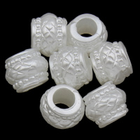 Plastique ABS perle goutte, tambour, blanc, 10x8mm, Trou:Environ 4mm, 2sacsvalises/lot, Environ 1660PC/sac, Vendu par lot