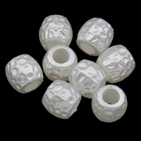 ABS plastik perle Bead, Drum, hamret, hvid, 9x9mm, Hole:Ca. 4mm, 2Tasker/Lot, Ca. 1660pc'er/Bag, Solgt af Lot