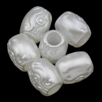 ABS Pearl plaisteach Bead, Droim, bán, 9x10mm, Poll:Thart 3.5mm, 2málaí/Lot, Thart 1660ríomhairí pearsanta/Mála, Díolta De réir Lot