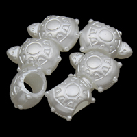 ABS plastik perle Bead, Turtle, hvid, 10x14x8mm, Hole:Ca. 4mm, 2Tasker/Lot, Ca. 2500pc'er/Bag, Solgt af Lot