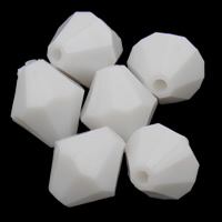 Grânulos acrílicos de cor sólida, acrilico, Bicone, facetada, branco, 10x10mm, Buraco:Aprox 1mm, 2Bolsasbolsa/Lot, Aprox 1000PCs/Bag, vendido por Lot