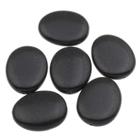 Grânulos acrílicos de cor sólida, acrilico, Oval achatado, preto, 23x30x7mm, Buraco:Aprox 1mm, 2Bolsasbolsa/Lot, Aprox 125PCs/Bag, vendido por Lot