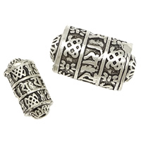 Buddhistische Perlen, Messing, Zylinder, antik silberfarben plattiert, buddhistischer Schmuck & om mani padme hum & verschiedene Größen vorhanden, frei von Nickel, Blei & Kadmium, 20PCs/Menge, verkauft von Menge