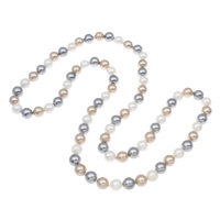 Klaring Fashion Ketting, South Sea Shell, Ronde, natuurlijk, multi-gekleurde, 10mm, Per verkocht Ca 32 inch Strand