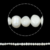 Barokní kultivované sladkovodní perle, Sladkovodní Pearl, Baroko, přírodní, bílý, 7-8mm, Otvor:Cca 0.8mm, Prodáno za Cca 15.3 inch Strand