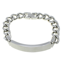 Rustfrit stål smykker Armbånd, Stainless Steel, twist oval kæde, oprindelige farve, nikkel, bly & cadmium fri, 57x11x4mm,15x11x3mm, Længde Ca. 8.5 inch, 5Strands/Lot, Solgt af Lot