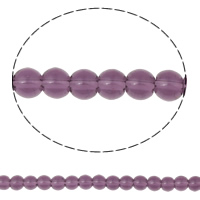 كريستال الخرز جولة, بلور, اللون البنفسجي, 4mm, حفرة:تقريبا 1mm, طول 10.5 بوصة, 10جدائل/حقيبة, تباع بواسطة حقيبة