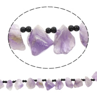 Natuurlijke Amethyst kralen, Amethist, met Plastic, Nuggets, Februari Birthstone, 21x22x15mm-29x34x18mm, 6mm, Gat:Ca 2mm, Lengte Ca 17 inch, 5strengen/Bag, Ca 19pC's/Strand, Verkocht door Bag