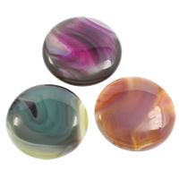 spets agat Cabochon, Flat Round, naturlig, platt baksida, blandade färger, 45-47mm, 6-7mm, 30PC/Bag, Säljs av Bag