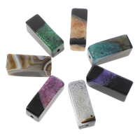 Perles agates, agate mixte, rectangle, naturel, 15-16mm, 39-40mm, Trou:Environ 3mm, 30PC/sac, Vendu par sac