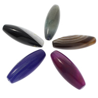 Grânulos de ágata, Oval, naturais, materiais diferentes para a escolha & semi-perfurados, 13x40mm, Buraco:Aprox 1mm, 30PCs/Bag, vendido por Bag