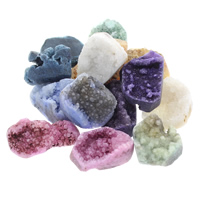 Cuentas druzy, Ágata de cuarzo de hielo, natural, estilo druzy & mixto & perforado medio, 12x25x10mm-17x25x10mm, agujero:aproximado 1.5mm, 30PCs/Bolsa, Vendido por Bolsa