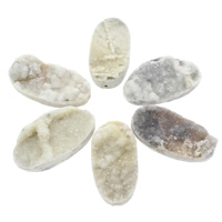 Cuentas druzy, Ágata de cuarzo de hielo, Redondo Aplanado, natural, estilo druzy & perforado medio, Blanco, 26x50x10mm-27x51x15mm, agujero:aproximado 2mm, 20PCs/Bolsa, Vendido por Bolsa