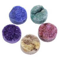 Druzy Perlen, Eisquarz Achat, flache Runde, natürlich, druzy Stil & halbgebohrt, gemischte Farben, 20x10mm, Bohrung:ca. 1.5mm, 30PCs/Tasche, verkauft von Tasche