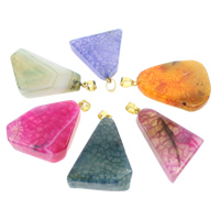 Bijoux pendentifs agate, agate mixte, avec laiton caution, Placage de couleur d'or, naturel, 28x41x9mm-32x55x11mm, Trou:Environ 4.5mm, 30PC/sac, Vendu par sac