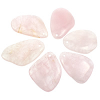 cuarzo rosado colgante, natural, 30x35x7mm-40x65x7mm, agujero:aproximado 2mm, 20PCs/Bolsa, Vendido por Bolsa