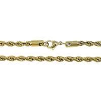 Stainless Steel Chain halskæde, guldfarve belagt, reb kæde, 5mm, Længde Ca. 30 inch, 10Strands/Lot, Solgt af Lot