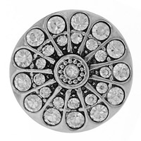 Zinc Alloy Jewelry Snap Button Flat Round antique silver color plated with rhinestone nickel lead & cadmium free 20mm Sold By Bag