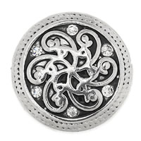 Zinc Alloy Jewelry Snap Button Flat Round antique silver color plated with rhinestone nickel lead & cadmium free 20mm Sold By Bag