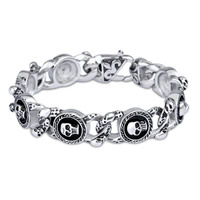 Bracelet homme, acier inoxydable, avec motif de crâne & pour homme & noircir, 16mm, Vendu par Environ 8.6 pouce brin