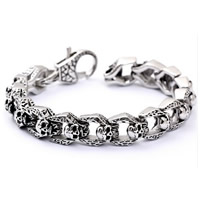 Men Bracelet Stainless Steel Skull for man & blacken Sold Per Approx 8.6 Inch Strand