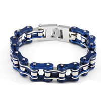 De Armband van mensen, Roestvrij staal, Fiets keten, plated, voor de mens & two tone, 19mm, Per verkocht Ca 8.8 inch Strand