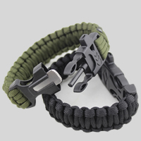 Survival Armbanden, Nylon Koord, met Plastic, met brand starter & met fluit, meer kleuren voor de keuze, 20mm, Lengte Ca 9.8 inch