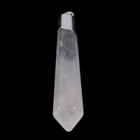 Rose Quartz Függő, -val Sárgaréz, inga, platina színű bevont, természetes, nikkel, ólom és kadmium mentes, 11x58mm, Lyuk:Kb 3mm, 10PC-k/Lot, Által értékesített Lot