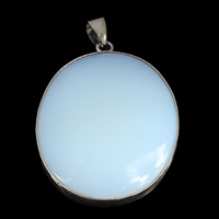 Sea Opal Μενταγιόν, με Ορείχαλκος, Επίπεδη οβάλ, χρώμα επιπλατινωμένα, νικέλιο, μόλυβδο και κάδμιο ελεύθεροι, 31x45x7mm, Τρύπα:Περίπου 4x5.5mm, 10PCs/Παρτίδα, Sold Με Παρτίδα