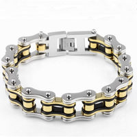 De Armband van mensen, Roestvrij staal, Fiets keten, plated, voor de mens, 19mm, Per verkocht Ca 8.8 inch Strand