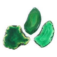 agate verte Pendentif, naturel, 27x50x5mm-46x48x5mm, Trou:Environ 2mm, 5PC/sac, Vendu par sac