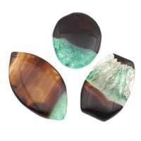 Agate fissure Pendentif, naturel, mélangé, 30x40x5mm-32x65x10mm, Trou:Environ 2mm, 10PC/sac, Vendu par sac