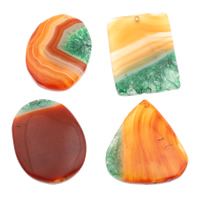 Agate fissure Pendentif, naturel, mélangé, 30x50x5mm-35x55x8mm, Trou:Environ 1mm, 10PC/sac, Vendu par sac