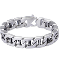 Bracelet homme, acier inoxydable, chaîne marine & pour homme & mat & noircir, 14x5mm, Vendu par Environ 8.6 pouce brin