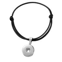 Chunk Button Armband, Zinc Alloy, met Gewaxt Hemp Cord, Rond plat, platinum plated, verstelbaar, zwart, nikkel, lood en cadmium vrij, 200mm, Binnendiameter:Ca 6mm, Per verkocht Ca 7.5 inch Strand