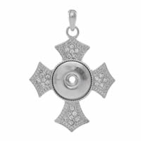 Kawałek przycisk wisiorek, Mosiądz, Fleur-de-Lis krzyż, Platerowane w kolorze platyny, z kamieniem, bez zawartości niklu, ołowiu i kadmu, 62x43mm, otwór:około 6mm, średnica wewnętrzna:około 6mm, sprzedane przez PC