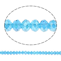 Rondell Kristallperlen, Kristall, AA grade crystal, pfauenblau, 6x8mm, Bohrung:ca. 1mm, Länge ca. 17 ZollInch, 10SträngeStrang/Tasche, ca. 72PCs/Strang, verkauft von Tasche
