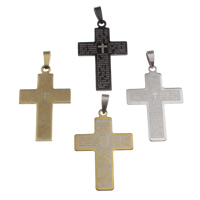 Roestvrij staal Cross Hangers, Oversteken, plated, Christian Jewelry, gemengde kleuren, 31x45x1mm, Gat:Ca 4x8mm, 20pC's/Bag, Verkocht door Bag