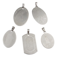 Bijoux pendentifs en acier inoxydable , bijoux Christian & mélangé, 25x35x2mm-30x43x2mm, Trou:Environ 4x8mm, 20PC/sac, Vendu par sac