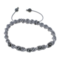 Hämatit Woven Ball Armbänder, Non- magnetische Hämatit, mit Baumwolle, einstellbar, 6mm, 8x6mm, Länge 6-10 ZollInch, 10SträngeStrang/Menge, verkauft von Menge