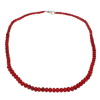 corail naturel collier, laiton fermoir homard, rouge, 4-8mm, Vendu par Environ 18 pouce brin