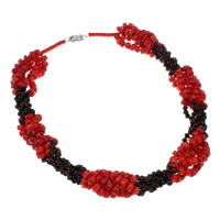 Natural Coral Necklace with Crystal brass spring ring clasp  & faceted & two tone  Sold Per Approx 20.5 Inch Strand