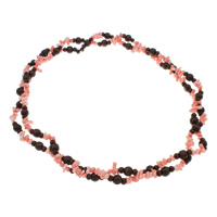 Coral Trui Collier, Natuurlijke Coral, met Hout, messing karabijn, 2-strengs & two tone, 4-15mm, 6mm, 10mm,, Per verkocht Ca 55 inch Strand