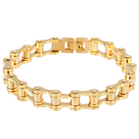 acier inoxydable bracelet, Plaqué d'or 18K, 10mm, Vendu par Environ 8 pouce brin