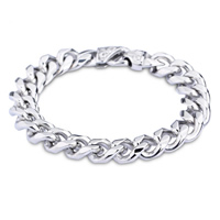 De Armband van mensen, Roestvrij staal, gepolijst, twist ovale keten & voor de mens, oorspronkelijke kleur, 13.20mm, Per verkocht Ca 8.6 inch Strand