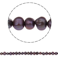 Barokní kultivované sladkovodní perle, Sladkovodní Pearl, Baroko, tmavě fialová, 7-8mm, Otvor:Cca 0.8mm, Prodáno za Cca 15.3 inch Strand