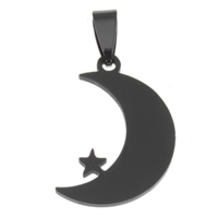 Stainless Steel Pendants Moon and Star black ionic Approx Sold By Bag